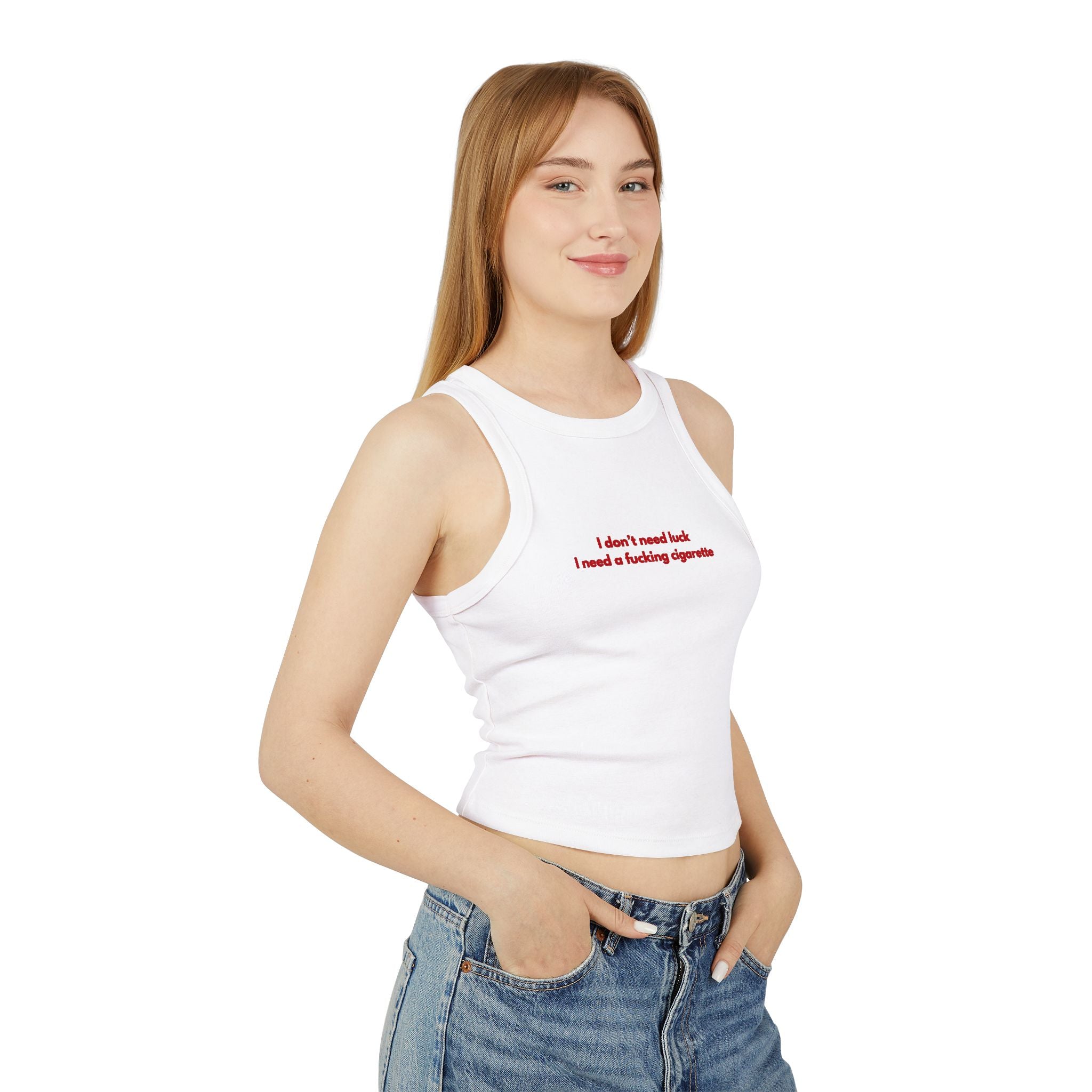 “i need a cigarette” Rib Racer Tank Top
