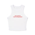 “I need a fucking quaalude” Rib Racer Tank Top