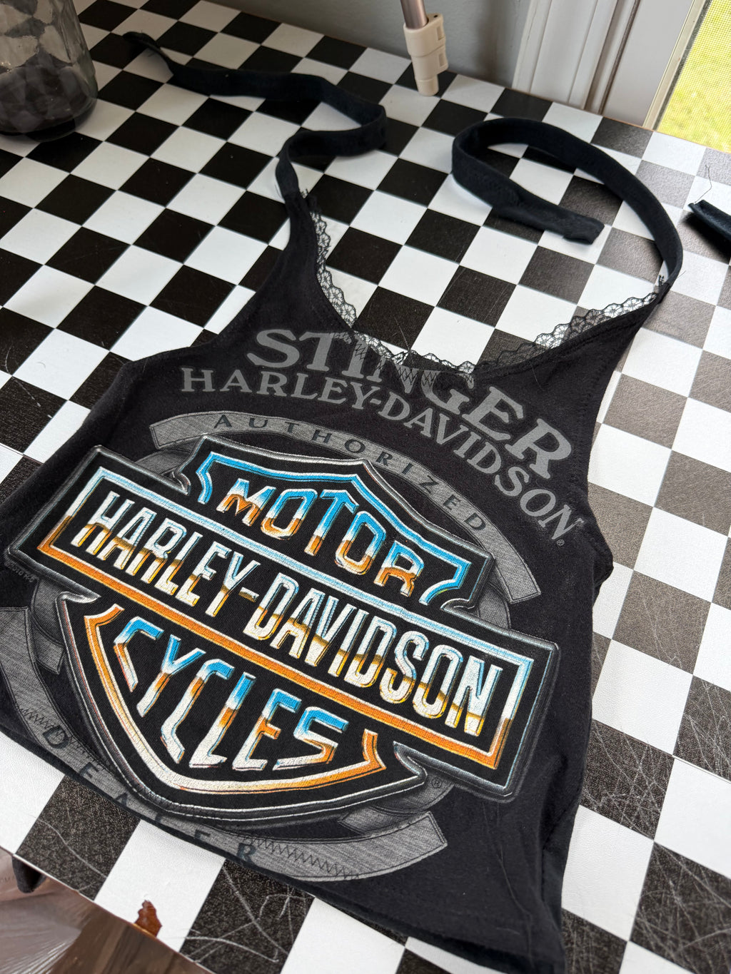 Black hd lace halter